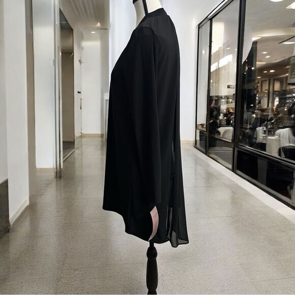 New With Tags Nina Leonard Open Front Cardigan with Sheer Pleated Back Size S - Picture 2 of 8